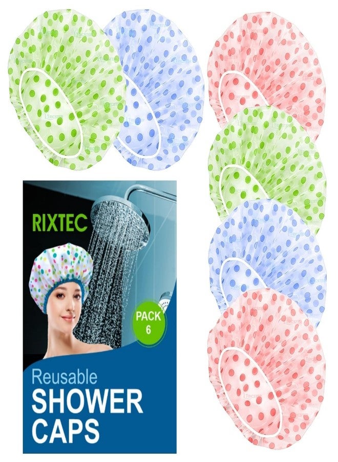 ريكستك مجموعة ريكستك من 6 أغطية استحمام للنساء، قابلة لإعادة الاستخدام، مقاومة للماء، مرنة، مصنوعة من مادة EVA، مقاس واحد يناسب الجميع - للاستخدام في المنازل، والمنتجعات الصحية، وصالونات التجميل، وعلاجات الشعر، ومراكز التجميل (متعددة الألوان والتصاميم) - Image 1