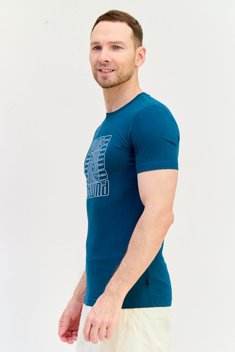 PUMA تي شيرت رياضي للرجال بأكمام قصيرة، خارجي، لون أخضر داكن - Image 2