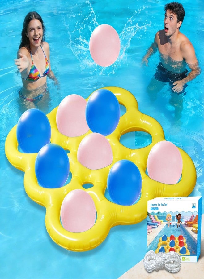 JOMBY Pool Tic Tac Toe Game & Pool Toys Games Set - Inflatable Outdoor Yard Games for Kids Adults Family, with 10 Balls for Adults Teens Kids 2-10 Players - Image 1
