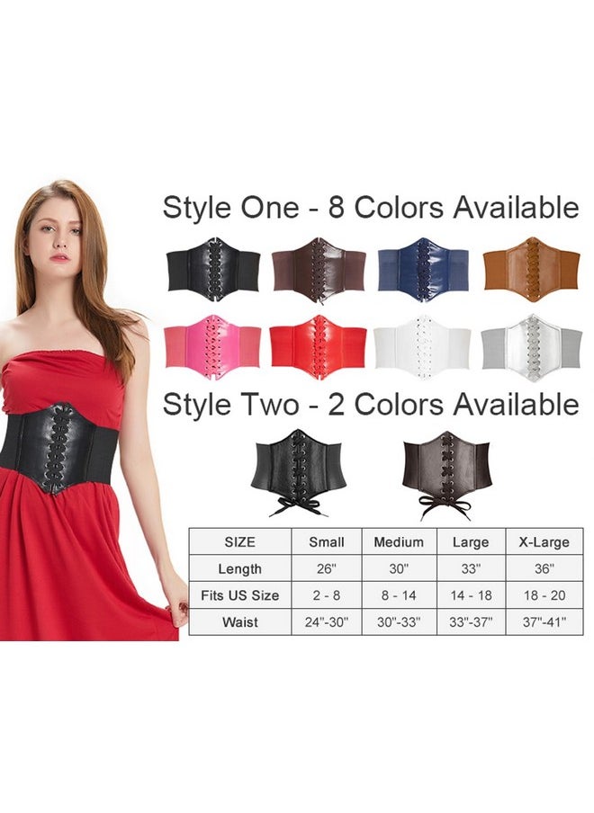 HANERDUN - Lace-Up Waspie Corset Belts For Women Elastic Waist Belt Tied Retro Wide Belt - Image 1