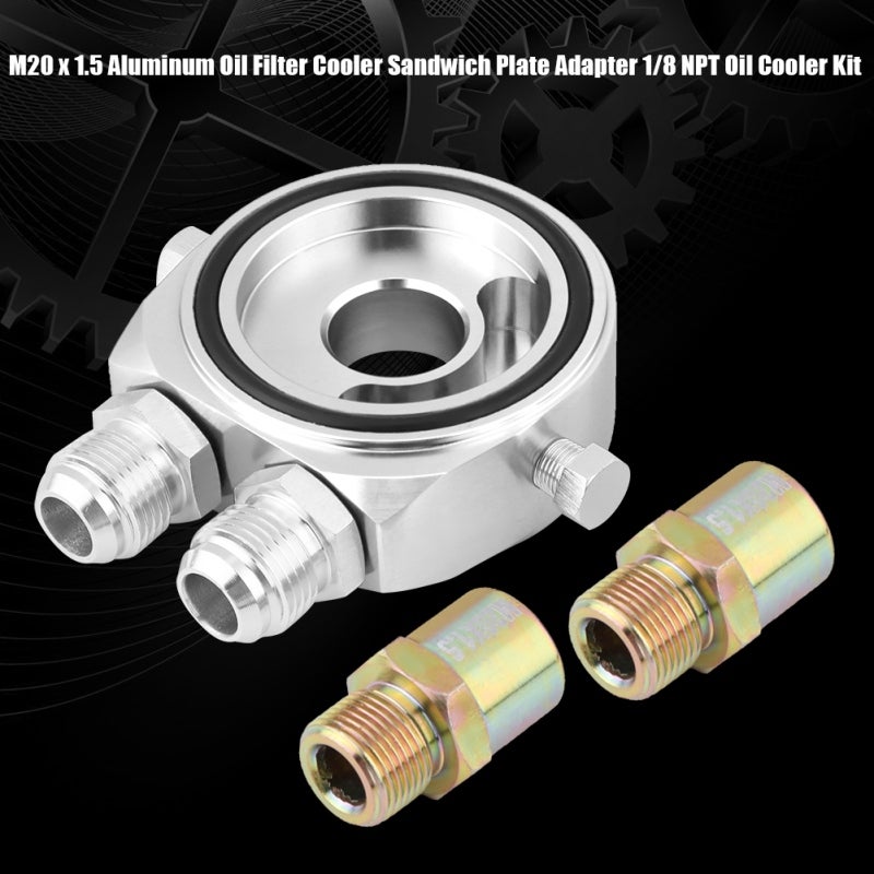Aluminum Oil Filter Sandwich Plate: Billet Aluminum Hard Anodized Silver - High Temperature Anti Oxidation Resistance Oil Cooler Adapter for Engine Heat Dissipation & Lubricant Consistency Enhancement - Image 5