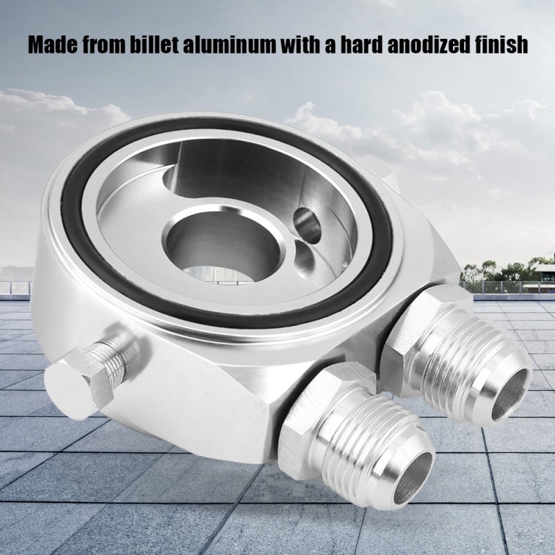 Aluminum Oil Filter Sandwich Plate: Billet Aluminum Hard Anodized Silver - High Temperature Anti Oxidation Resistance Oil Cooler Adapter for Engine Heat Dissipation & Lubricant Consistency Enhancement - Image 4