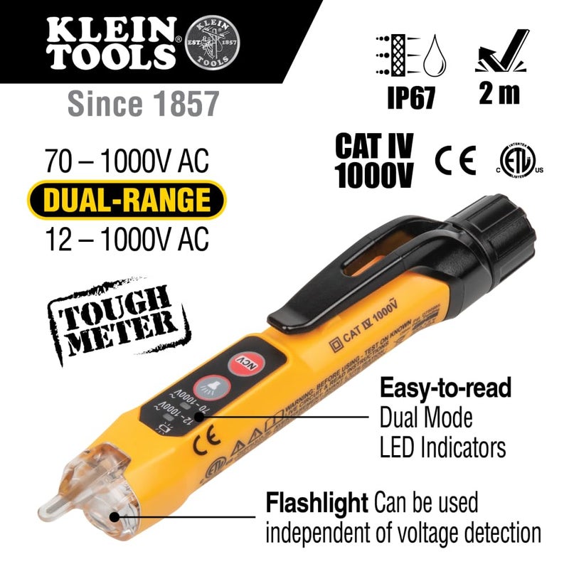Klein Tools MM320KIT Digital Multimeter Electrical Test Kit, Non-Contact Voltage Tester, Receptacle Tester, Carrying Case and Batteries - Image 4