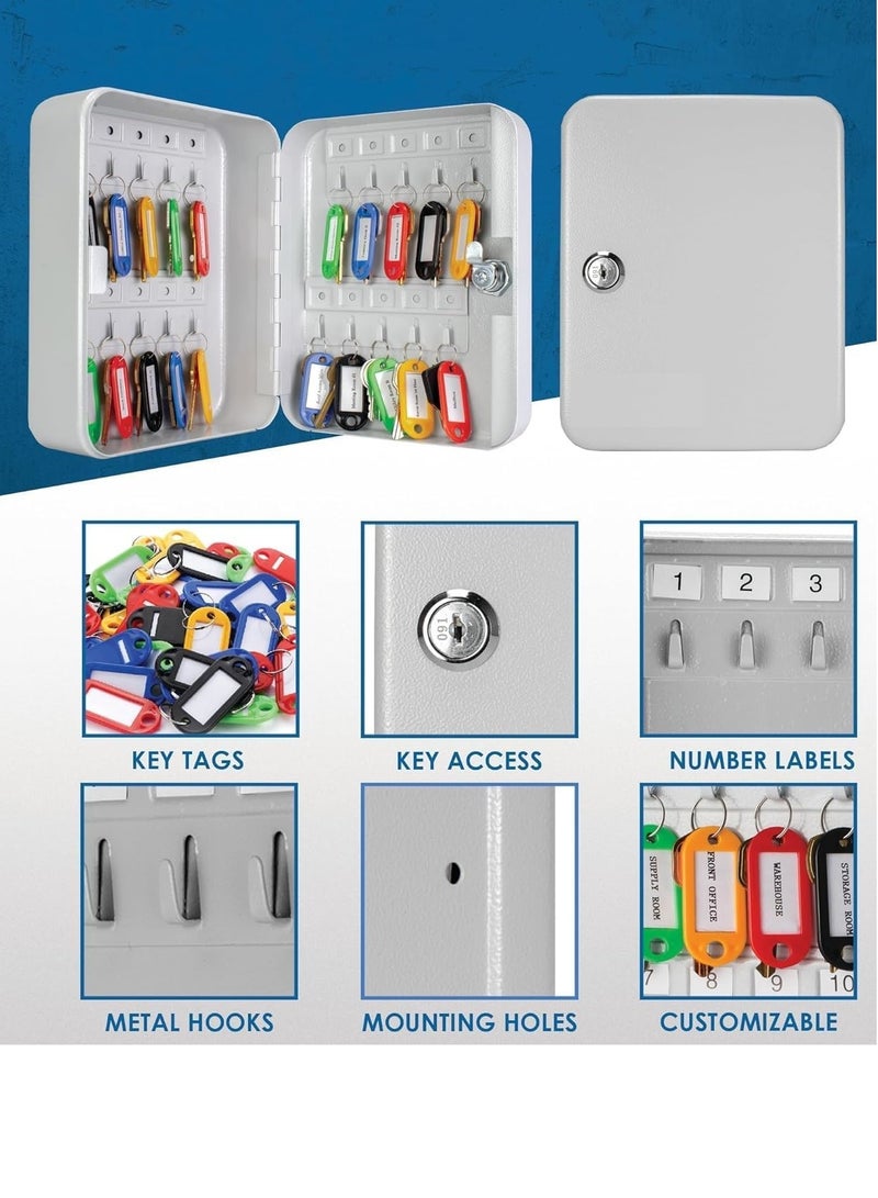 RENOVO Metal Key Box 60 Key Steel Key Cabinet Wall Mount Storage Box Organizer Key With Tag Assorted Color Plastic - Image 3