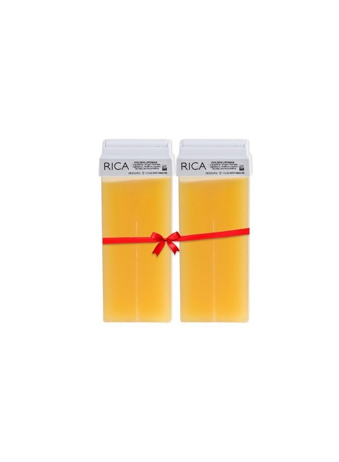 Rica شمع إزالة الشعر بدون ألم ريكه جولدن رول أون للرجال والنساء | شمع إزالة تان سريع وسهل لجميع أنواع البشرة | 100 مل، عبوة من 2 - Image 1