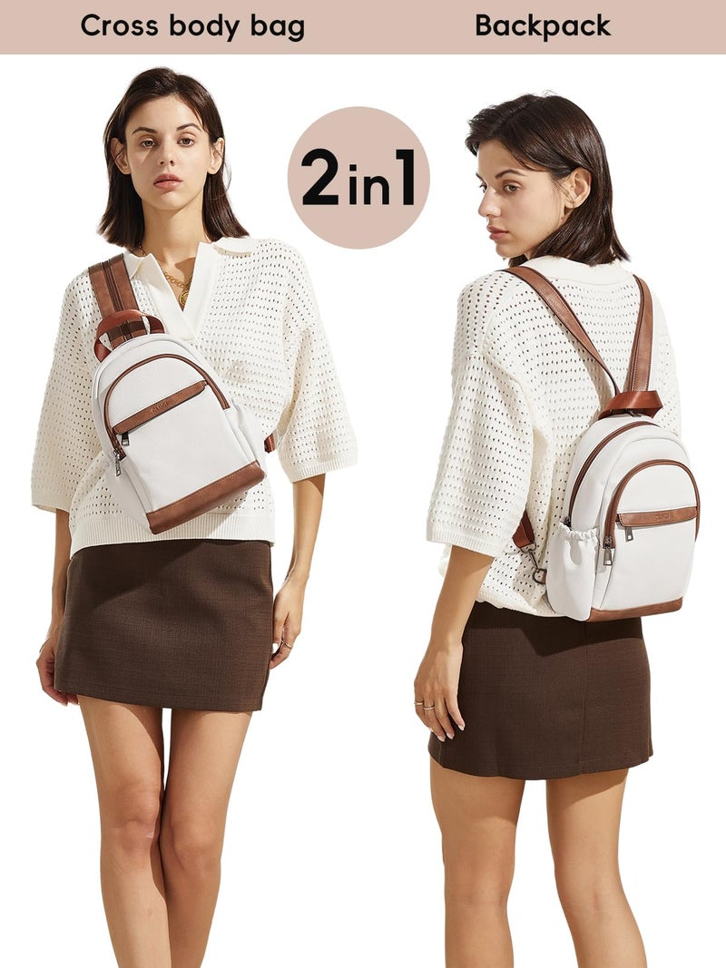 CLUCI Sling Bag for Women Leather Women's Backpack Small Convertible Backpack Purse Crossbody Bag for Travel - Image 2