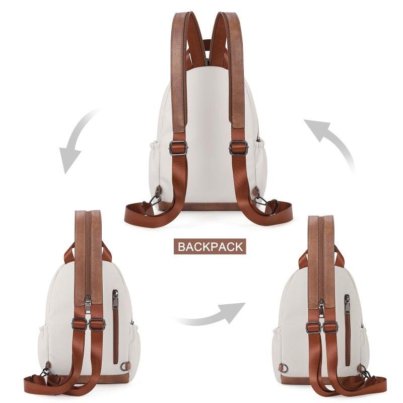 CLUCI Sling Bag for Women Leather Women's Backpack Small Convertible Backpack Purse Crossbody Bag for Travel - Image 3
