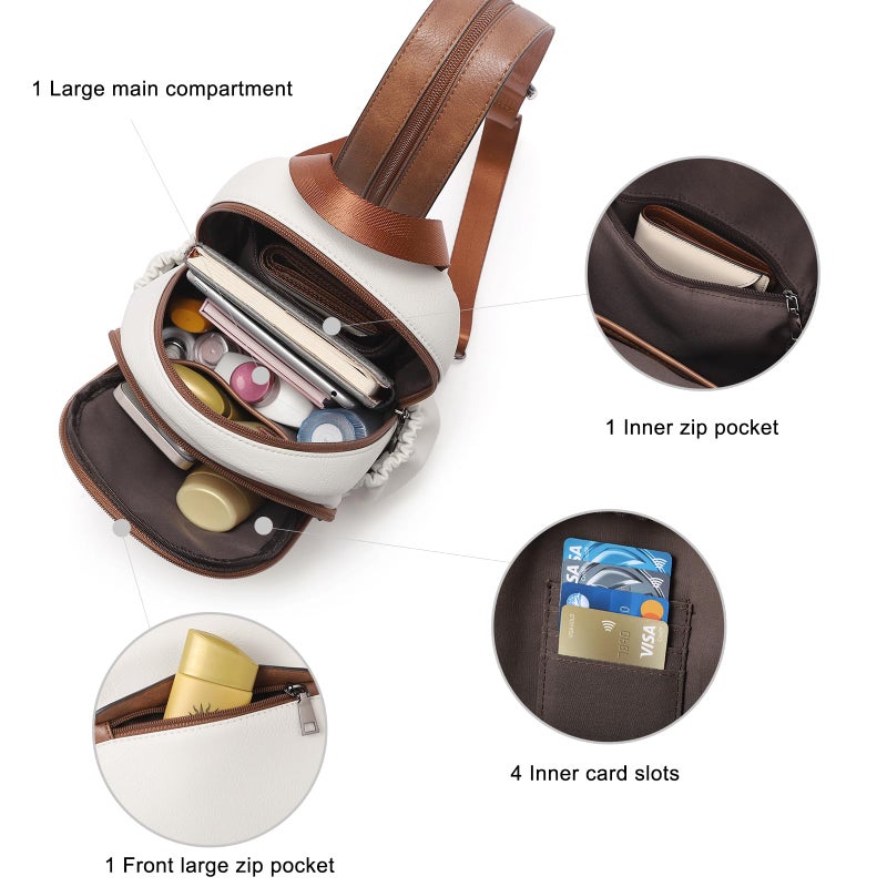 CLUCI Sling Bag for Women Leather Women's Backpack Small Convertible Backpack Purse Crossbody Bag for Travel - Image 5