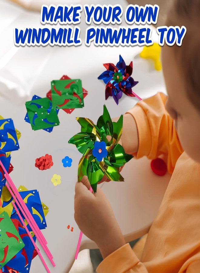 Playbees طاحونة هوائية بلاستيكية بألوان قوس قزح من بلايبيز، 48 قطعة، طقم طاحونة هوائية للأطفال والمراهقين، دوارات هوائية ملونة للحديقة، رادع للطيور بعيدًا عن الفناء، أجهزة للطيور بألوان متنوعة - Image 3