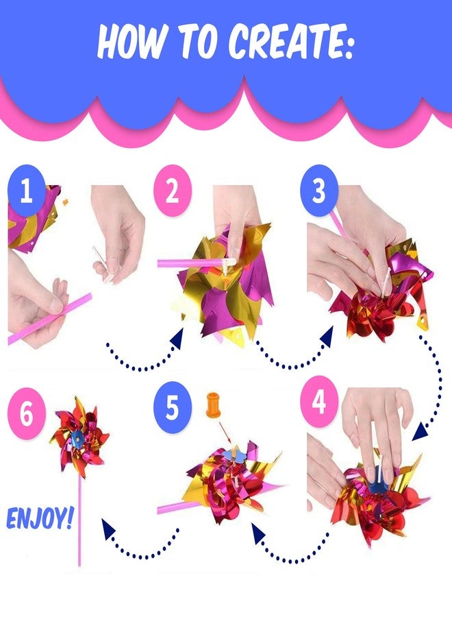 Playbees طاحونة هوائية بلاستيكية بألوان قوس قزح من بلايبيز، 48 قطعة، طقم طاحونة هوائية للأطفال والمراهقين، دوارات هوائية ملونة للحديقة، رادع للطيور بعيدًا عن الفناء، أجهزة للطيور بألوان متنوعة - Image 4