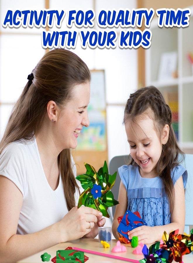 Playbees طاحونة هوائية بلاستيكية بألوان قوس قزح من بلايبيز، 48 قطعة، طقم طاحونة هوائية للأطفال والمراهقين، دوارات هوائية ملونة للحديقة، رادع للطيور بعيدًا عن الفناء، أجهزة للطيور بألوان متنوعة - Image 5