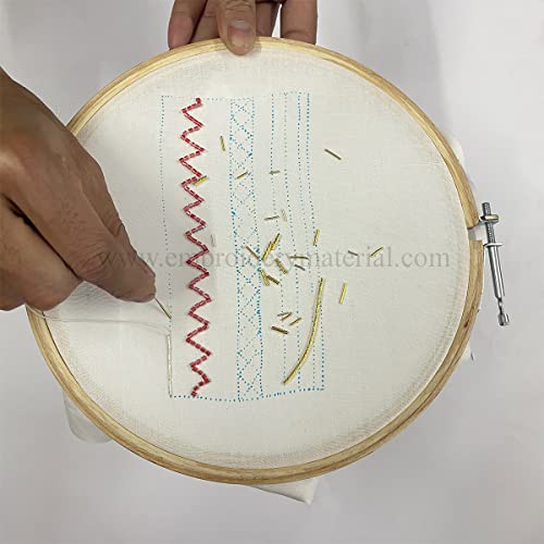 EmbroideryMaterial Aari Zardosi Embroidery Kit with Hoop Stand | Tambour Luneville DIY Practice Set for Beginners | Threads, Beads, Tools, Fabric, Tracing Designs Included (17 Types of Supplies) - Image 3