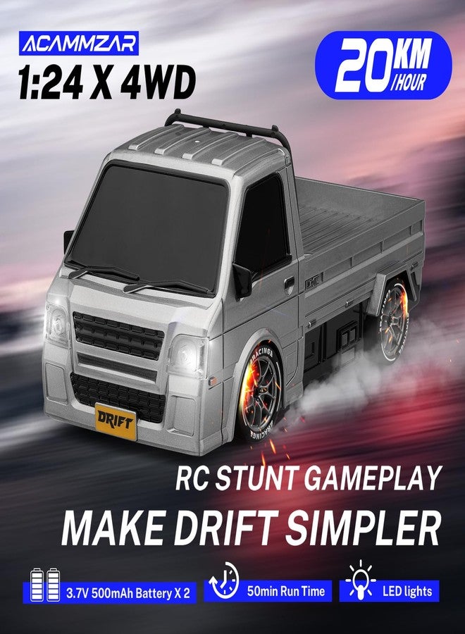 ACAMMZAR RC Drift Car, 1:24 Remote Control Car, 20KM/H 4WD Drift RC Truck with Lights, Extra Racing Tires, High Speed RC Cars for Kids Adults Boys Girls - Image 2