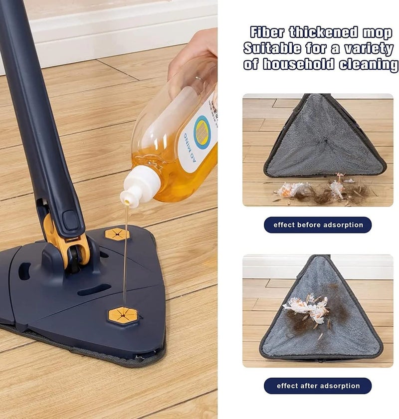 XIBO 360 Rotatable Adjustable Triangle Cleaning Mop with Stainless Steel Long Handle PushPull Squeezing Cleaning Mop Dry Wet Mop Floor Windows Ceiling - Image 4