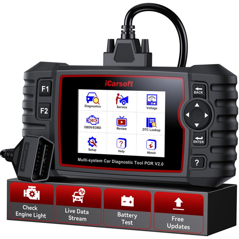 iCarsoft OBD2 Scanner Diagnostic Tool for PorscheCayenne iCarsoft POR V20 Code Reader Battery Registration for Porsche All System inDepth Scan with Oil ResetSASEPBBMSETCDPBLDINJ Battery Test