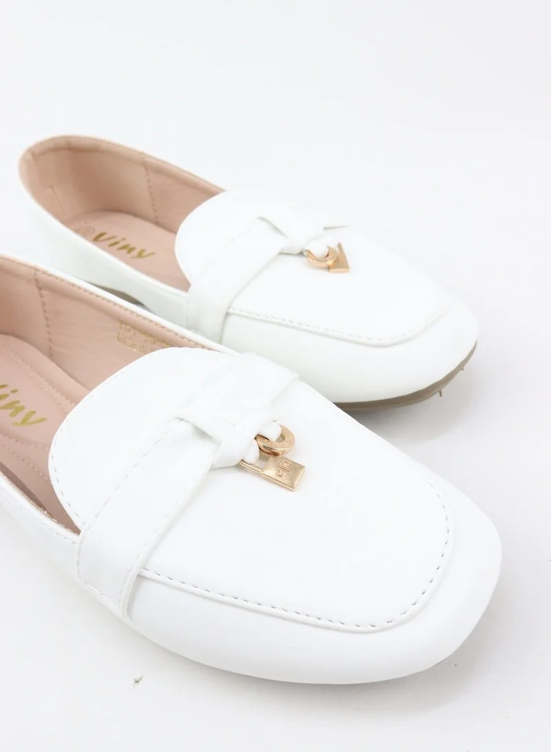 Viny WHITE VINY Women's Loafer Ballet Flats – Comfortable Slip-On Flat Shoes, Lightweight Casual Office & Everyday Walking Shoes for Women | Best Price UAE