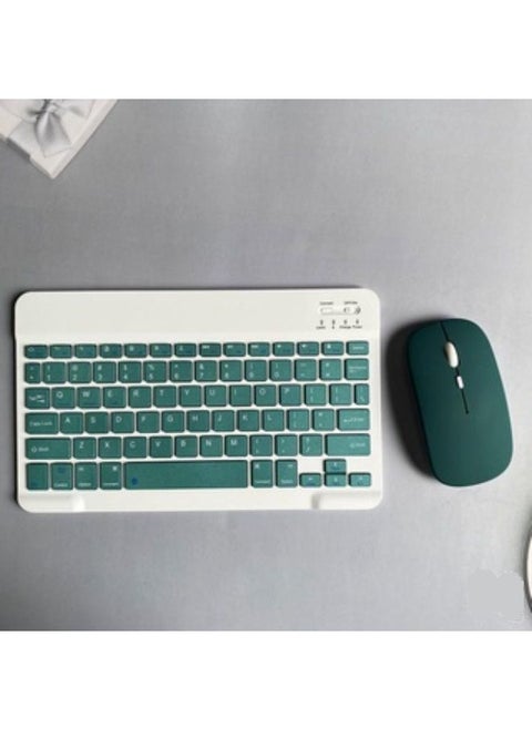 Rechargeable Bluetooth Keyboard And Mouse Combo Ultra-Slim Portable Compact Set For Android Windows Tablet Cell Phone IPhone IPad Pro Air Mini OS IOS 13 And Above Dark Green