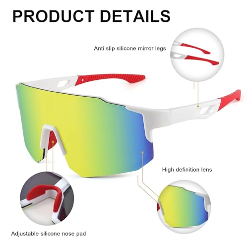 Karsaer Sports Baseball Sunglasses Men Women Visor Cycling Glasses MTB Running Driving Fishing Baseball B5105, Black - Image 2
