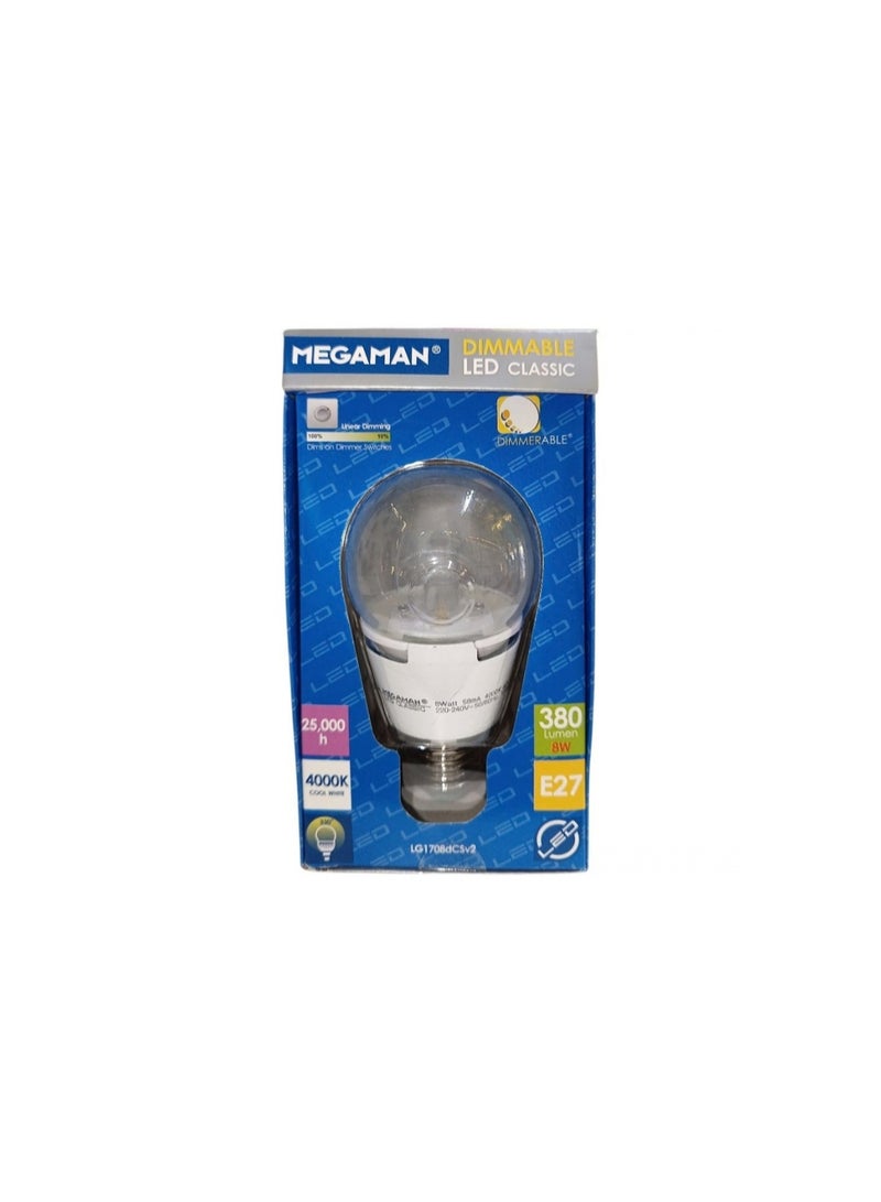 Megaman LED Bulb E27 LG1708dCSv2 8W - 4000K (Dimmable) - Image 1