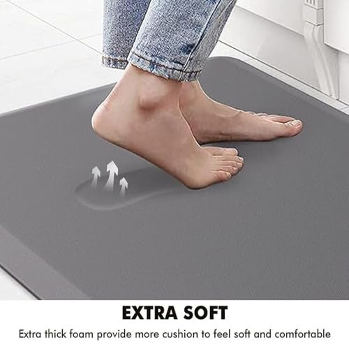 LifeKrafts New Anti Fatigue Floor Mat Thick Perfect Kitchen Mat, Standing Desk Mat. Comfort at Home, Office, Garage 52x100x1.8 cms (Grey-Plain) - Image 3