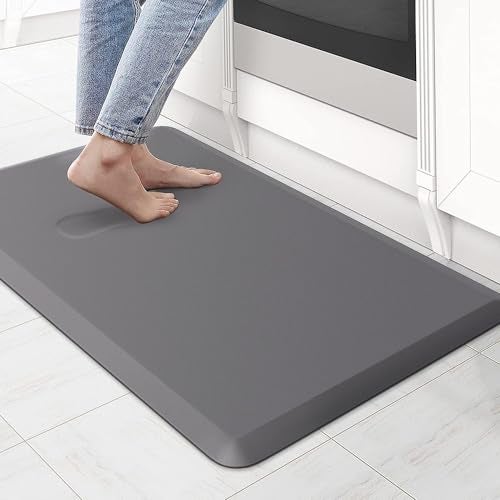 LifeKrafts New Anti Fatigue Floor Mat Thick Perfect Kitchen Mat, Standing Desk Mat. Comfort at Home, Office, Garage 52x100x1.8 cms (Grey-Plain) - Image 1