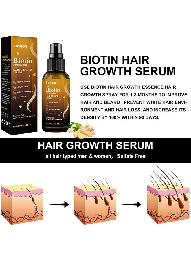 LUNOON Biotin Hair Growth Serum, Hair Regrowth Spray, Biotin Thickening Herbal Serum, Anti Hair Loss Serum For Hair Growth And Hair Loss, Hair Regrowth For Thicker Longer Fuller Hair, 20ML - Image 4