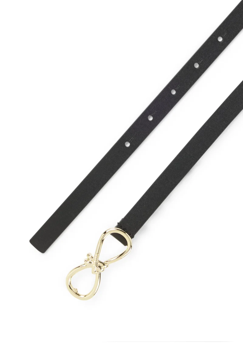 HUGO Italian-leather belt with gold-tone bow buckle