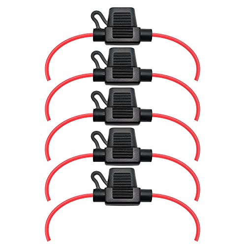 VANTRONIK Waterproof MINI Inline Fuse Holder with 18 Gauge AWG Wire 12 Inches Long Fit for Small Blade Fuse in Vehicle Automotive Car Boat Tractor 5 Pack - Image 1
