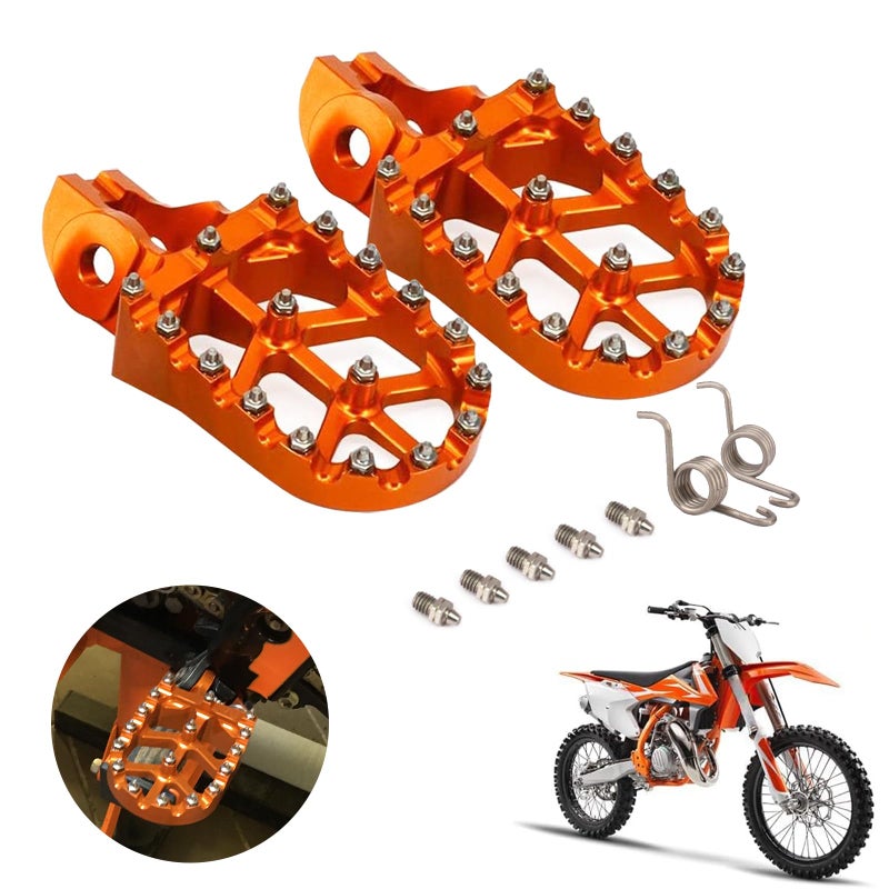 USTPO Motorcycle Footpegs Foot Peg Rest Pedals CNC for Dirt Bike 85-450 SX SXF EXC EXCF XC XCF 2016-2023 EC300 EC250F EC350F 21-23 Dirt Bike Orange