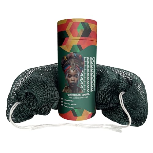 AFRIKI African Net Sponge – Exfoliating Body Scrubber, Black Owned & Rooted in Africa, All Skin Types | 45 in Long (Forest Green) - Image 1