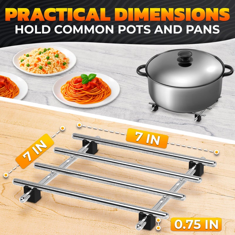 LEGLO 2 Pcs Metal Trivets for Hot Dishes â€“ Christmas Stainless Steel Trivet Set, 7x7 Heat & Rust-Resistant, Rubber Anti-Slip Feet Protects Surfaces from Hot Pots, Pans, and Bakeware, Great for Gifts Giving - Image 2
