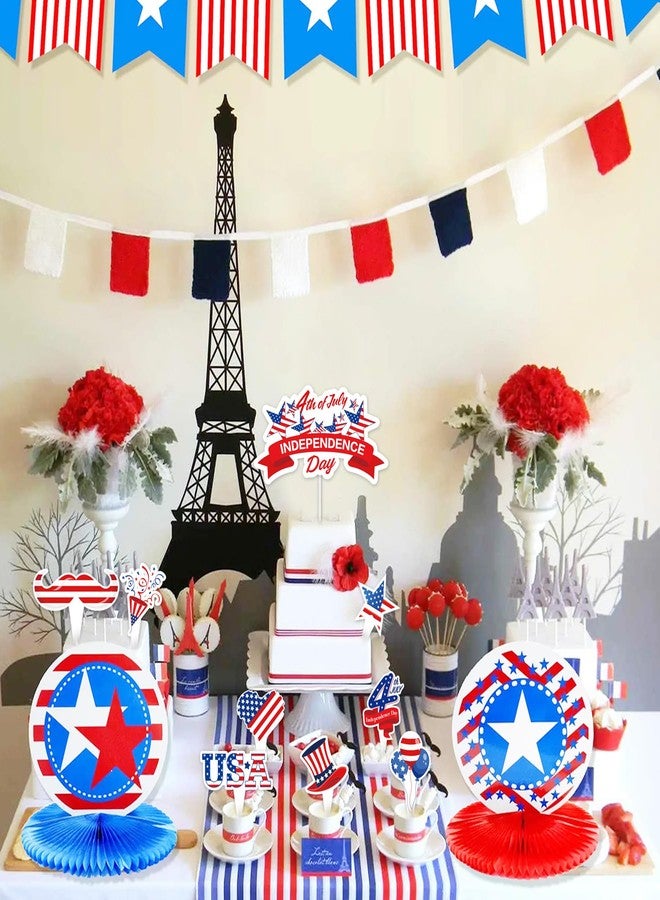 WEGYMER 73pcs 4th of July Cupcake Toppers Patriotic Cake Topper Decorations Red White and Blue Fourth of July Party Supplies - Image 3