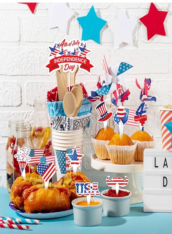 WEGYMER 73pcs 4th of July Cupcake Toppers Patriotic Cake Topper Decorations Red White and Blue Fourth of July Party Supplies - Image 2