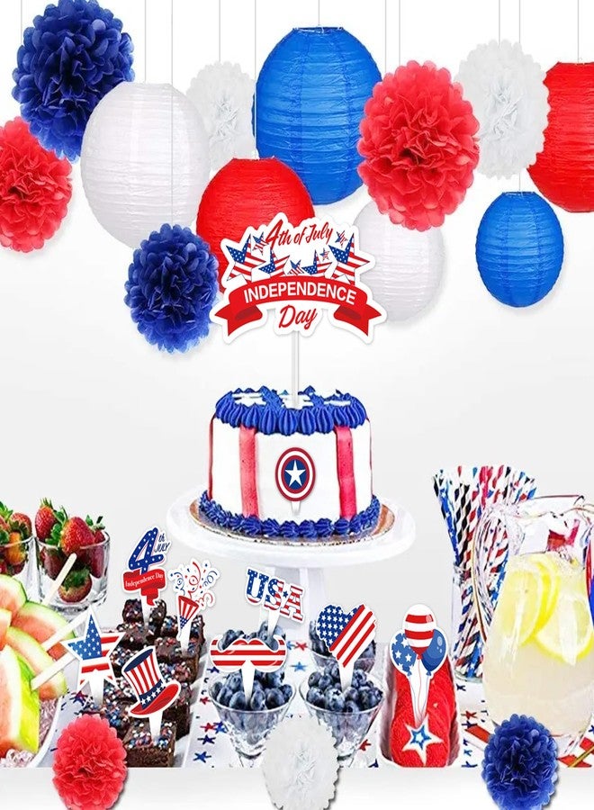 WEGYMER 73pcs 4th of July Cupcake Toppers Patriotic Cake Topper Decorations Red White and Blue Fourth of July Party Supplies - Image 4