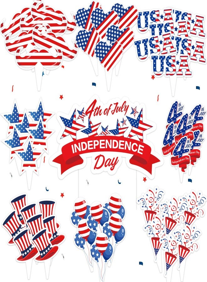 WEGYMER 73pcs 4th of July Cupcake Toppers Patriotic Cake Topper Decorations Red White and Blue Fourth of July Party Supplies - Image 1
