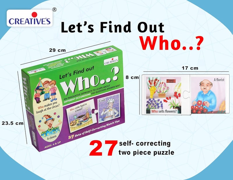 Creatives Let's Find Out-Who | WH Question Series | Self-Correcting Match Ups Game | Who is The Part of What, When, Where, Why, How Series | Learning Educational Puzzles | Game for Ages 4 & Up - Image 5