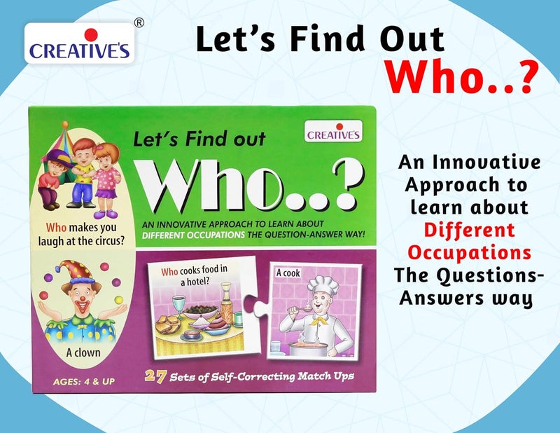 Creatives Let's Find Out-Who | WH Question Series | Self-Correcting Match Ups Game | Who is The Part of What, When, Where, Why, How Series | Learning Educational Puzzles | Game for Ages 4 & Up - Image 2