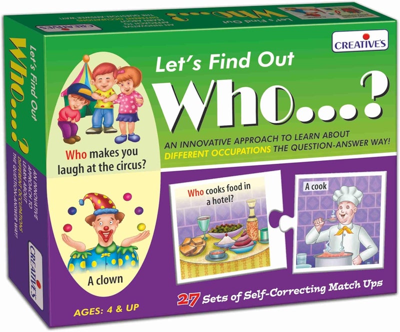 Creatives Let's Find Out-Who | WH Question Series | Self-Correcting Match Ups Game | Who is The Part of What, When, Where, Why, How Series | Learning Educational Puzzles | Game for Ages 4 & Up - Image 1