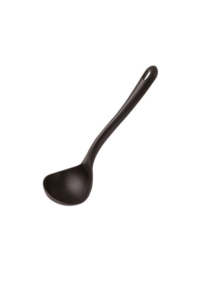 Paderno Black Soup Ladle with hanging loop 9cm Diameter, 31cm Length, PA+ Heat resistant up to 220°C, lightweight, safe for non-stick cookware, dishwasher safe. Italy 