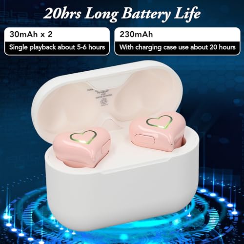 Yoidesu Upgraded Heart Shaped Earbuds with Light, Earbuds Stylish Luminous with Charging Case, Noise Cancelling HiFi Stereo Sound BT5.3 Earphones, Gifts for Girls Friends - Image 4