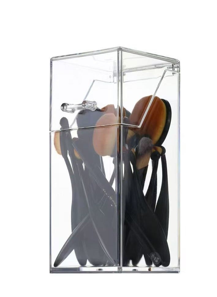 صندوق تخزين شفاف مكون من قطعة واحدة، صندوق تخزين قناع، حامل متعدد الوظائف مقاوم للغبار مع غطاء - Image 1