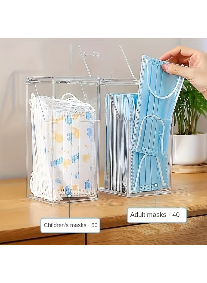 صندوق تخزين شفاف مكون من قطعة واحدة، صندوق تخزين قناع، حامل متعدد الوظائف مقاوم للغبار مع غطاء - Image 2