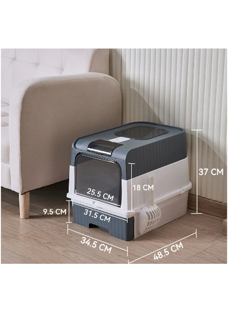 Destinydeal صندوق فضلات قطط مغلق قابل للطي مع مجرفة - Image 3