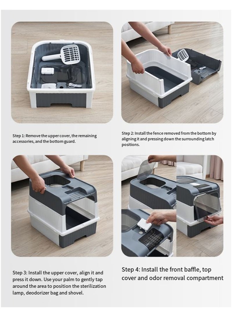 Destinydeal صندوق فضلات قطط مغلق قابل للطي مع مجرفة - Image 4