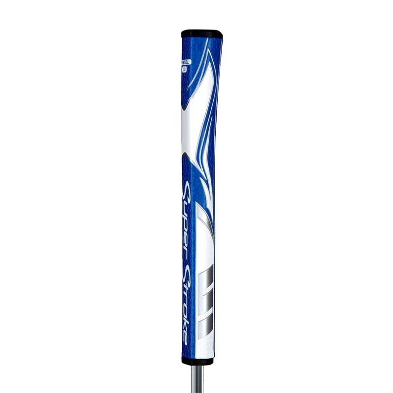 Super Stroke SuperStroke Zenergy Pistol 1.0 Golf Putter Grip with No Taper Enhanced SPYNE Technology, New Multi-Zone Texturing and Tech-Port, Blue/White - Image 1