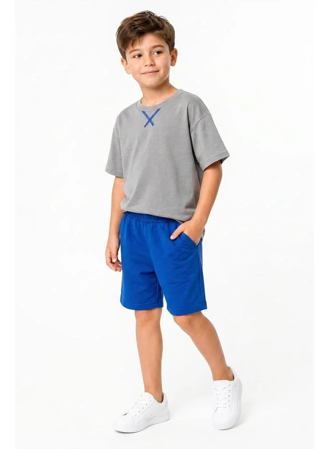 Perendi Boys' Carrot-Printed T‑shirt and Shorts Set
