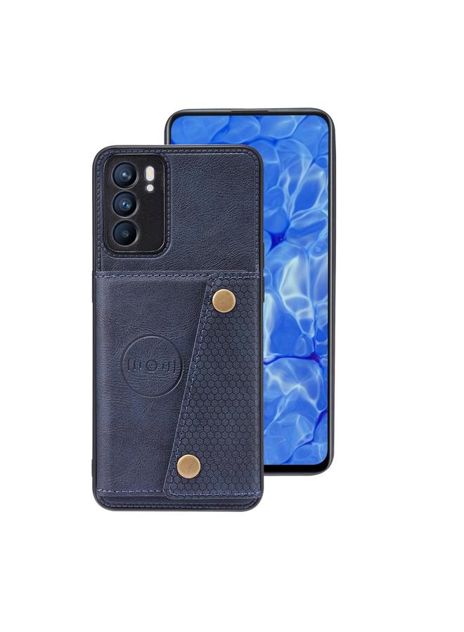 S-TOP Case For OPPO Reno6 Double Buckle PU + TPU Shockproof Magnetic Protective Case with Card Slot & Holder - Image 3
