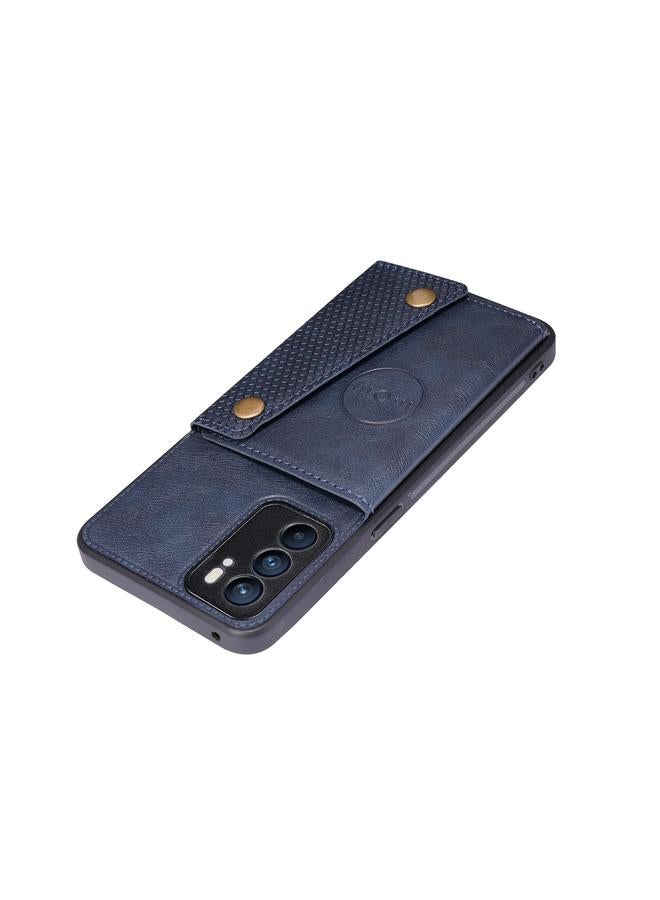 S-TOP Case For OPPO Reno6 Double Buckle PU + TPU Shockproof Magnetic Protective Case with Card Slot & Holder - Image 5