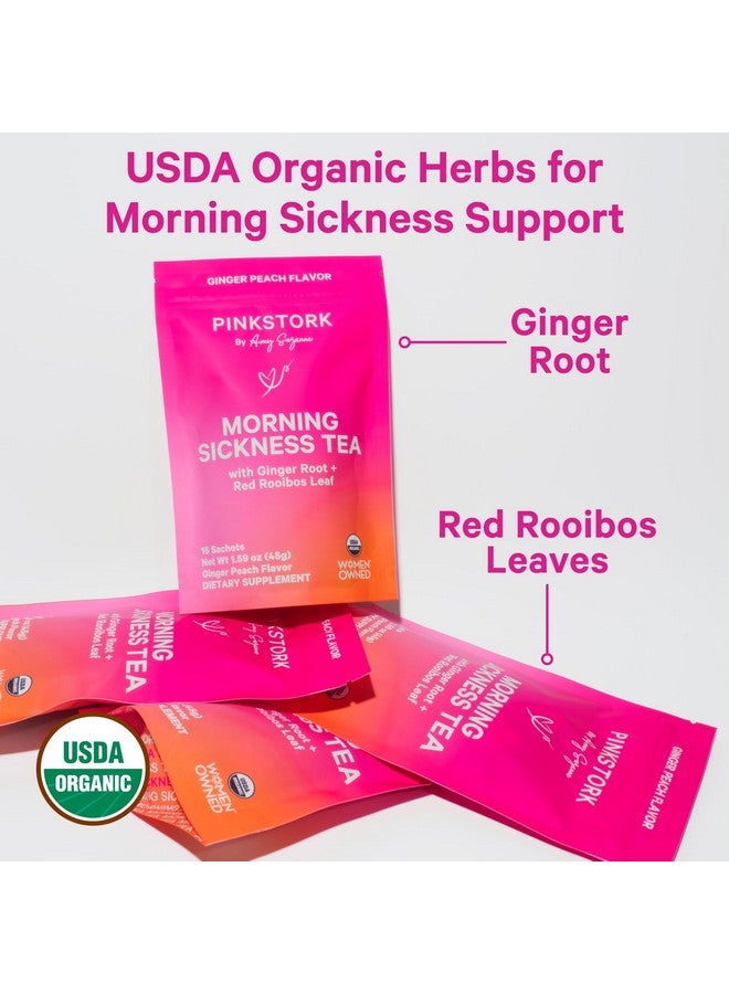 Pink Stork Organic Morning Sickness Pregnancy Tea - Hot or Iced Tea - Prenatal Heartburn, Indigestion, and Constipation Support - 1st Trimester Pregnancy Must Haves - Ginger Peach, 15 Sachets - Image 2