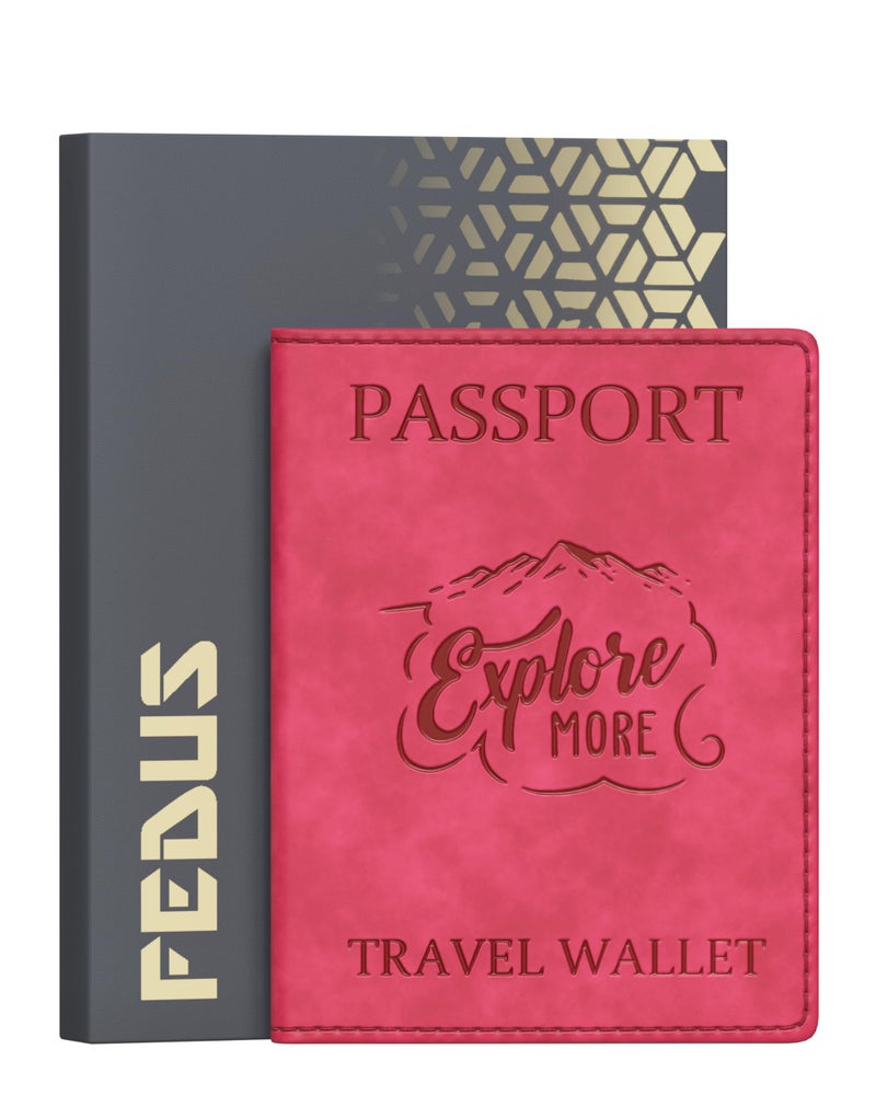 FEDUS Premium Passport Holder for Men and Women Passport Cover Case Wallet with Credit/Debit Card, ID Card, Ticket, Currency, Boarding Pass Slots, RFID Protected Travel Document Accessories Organiser - Image 1